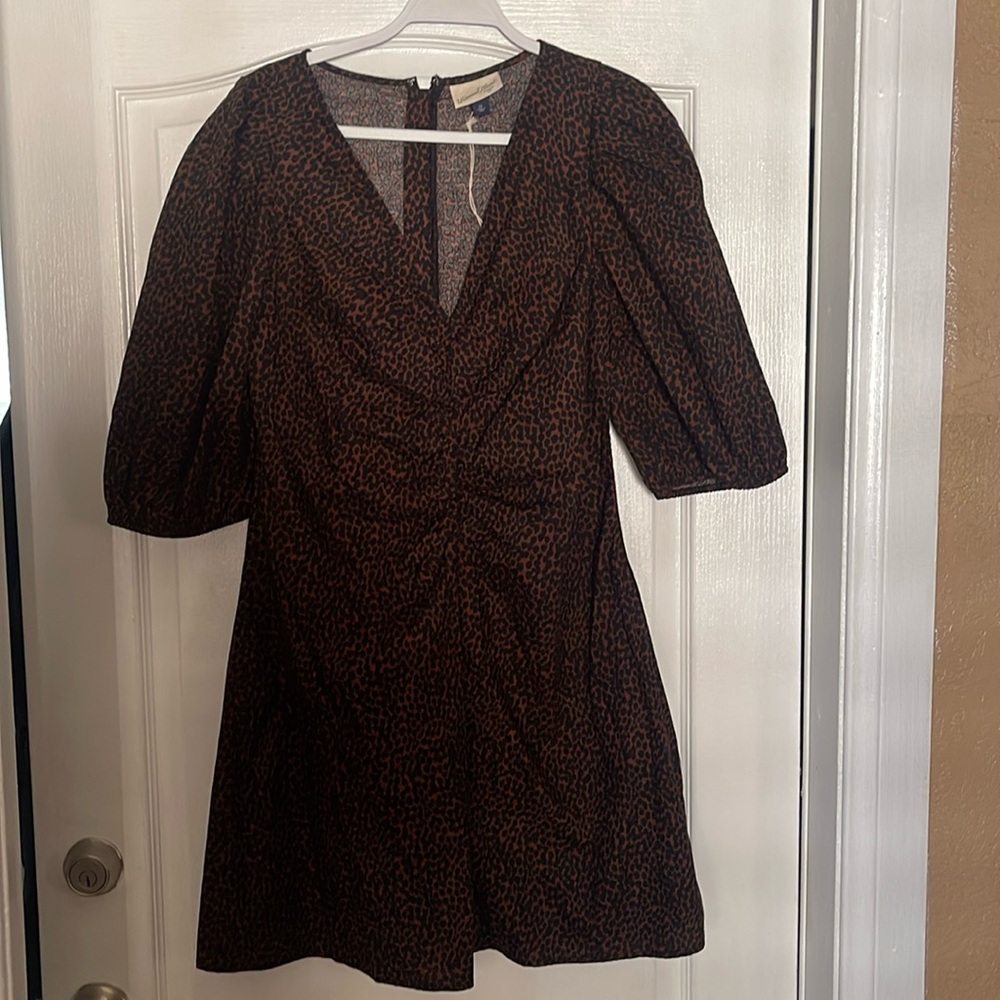NWOT brown and black print dress